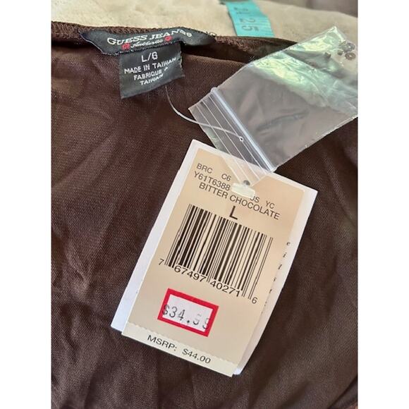 Guess Jeans Cream Open Knit Tie Front Vest & Brown Sequin Camisole Top Size L - Picture 10 of 11